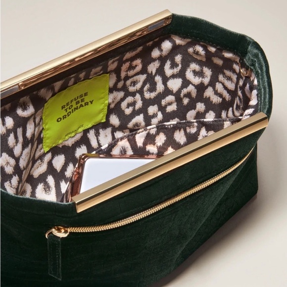 Stella & Dot Everything Bag Green Velvet Gold hardware - Picture 2 of 3